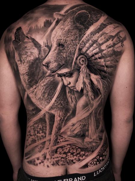 Tattoos - NATIVE NORTH AMERICAN BACKPIECE. - 142944